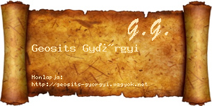 Geosits Györgyi névjegykártya