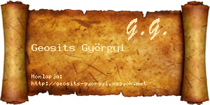 Geosits Györgyi névjegykártya